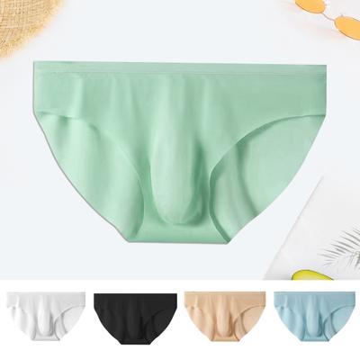 Men Seamless Ice Silk Briefs Low-rise 3D U-convex Ultra-Thin Panties Solid Color Quick Drying Underwear