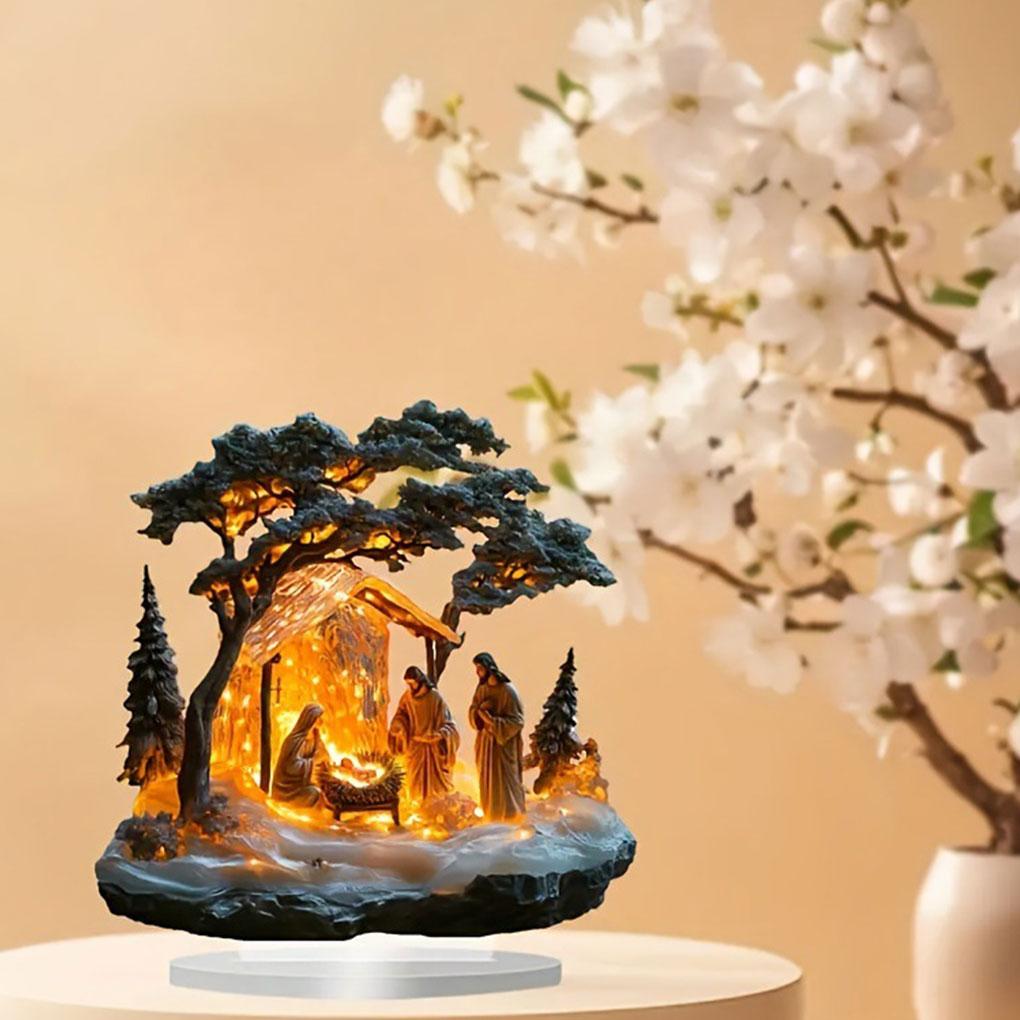 Vánoční Betlém Soška Dekorace Odolný Akrylový Držák s Jasnými Barvami Ozdoba Ježíše