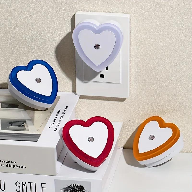 LED Mini Night Light EU/US Plug Light Sensor Heart Shape Nights Lamp For Kid's Room Bedroom Bedside Aisle Corridor 110V 240V