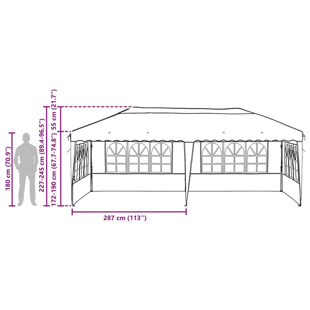 Pop Up Party Tent 575 X 289 X 245 Cm Blue