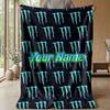 Coperta in Flanella Personalizzata Monster Energy Stampa il Tuo Nome Testo Coperta Morbida Calda Regalo di Festa