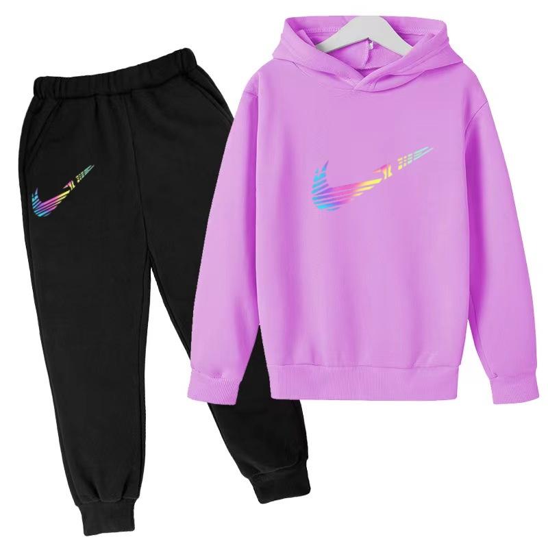 2026 Children Hoodie Letters Sports Pullover3-13Yrs Coat Sweatshirt+Pants -piece Set Boy Girl Toddler Clothes Fashion Set