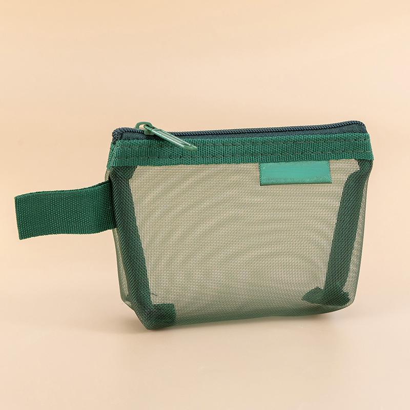 Nueva bolsa retro transparente de malla con cremallera para monedas, organizador de tarjetas de identificación, bolsa portátil para guardar llaves, auriculares, cable de datos, cargador