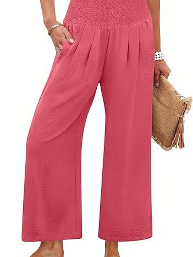 Spring/Autumn Solid Color Women's High Waist Straight Leg Casual Pants