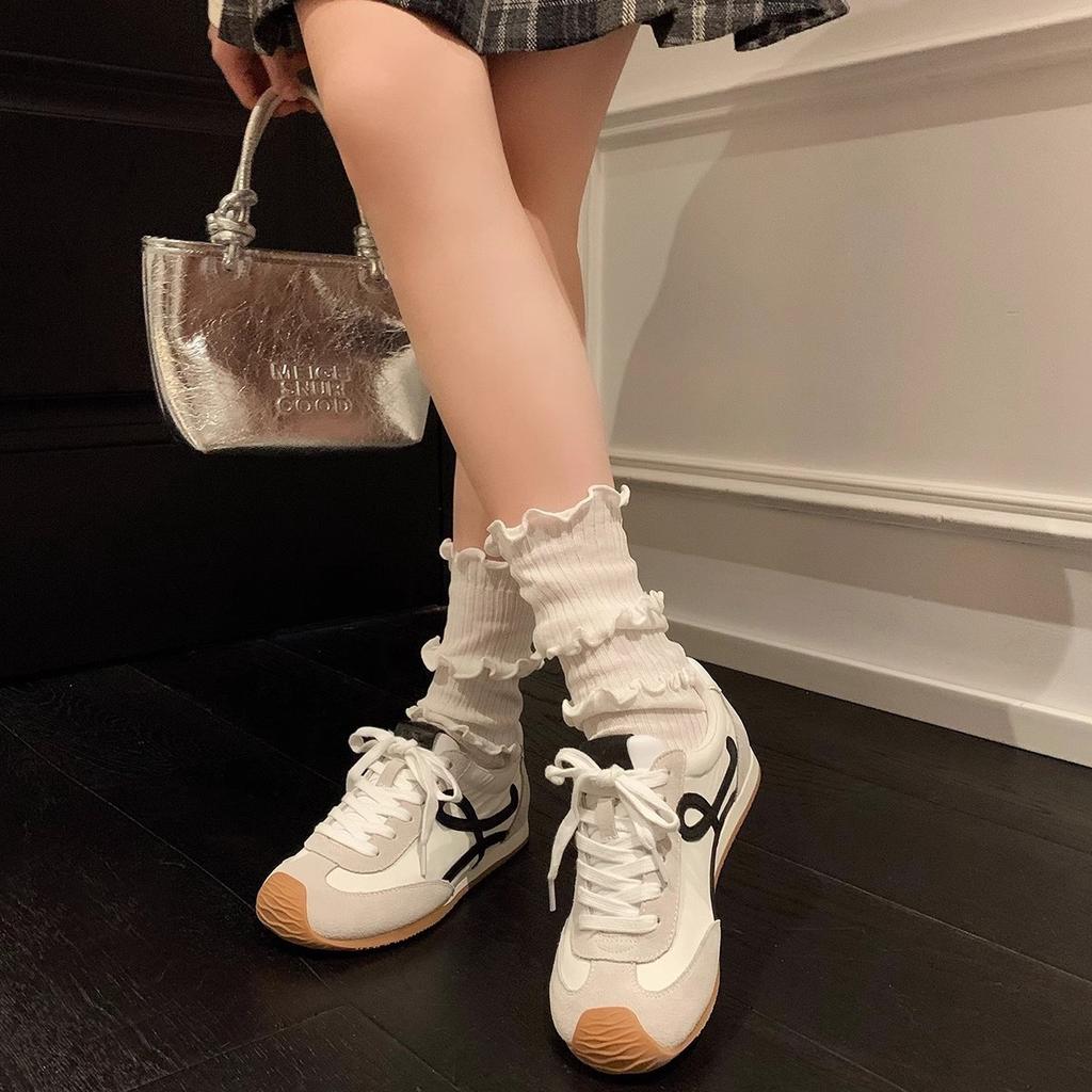 Luo thought girl~ mango head retro Forrest Gump shoes women's 2025 new soft-soled casual sports contrasting color German training shoes