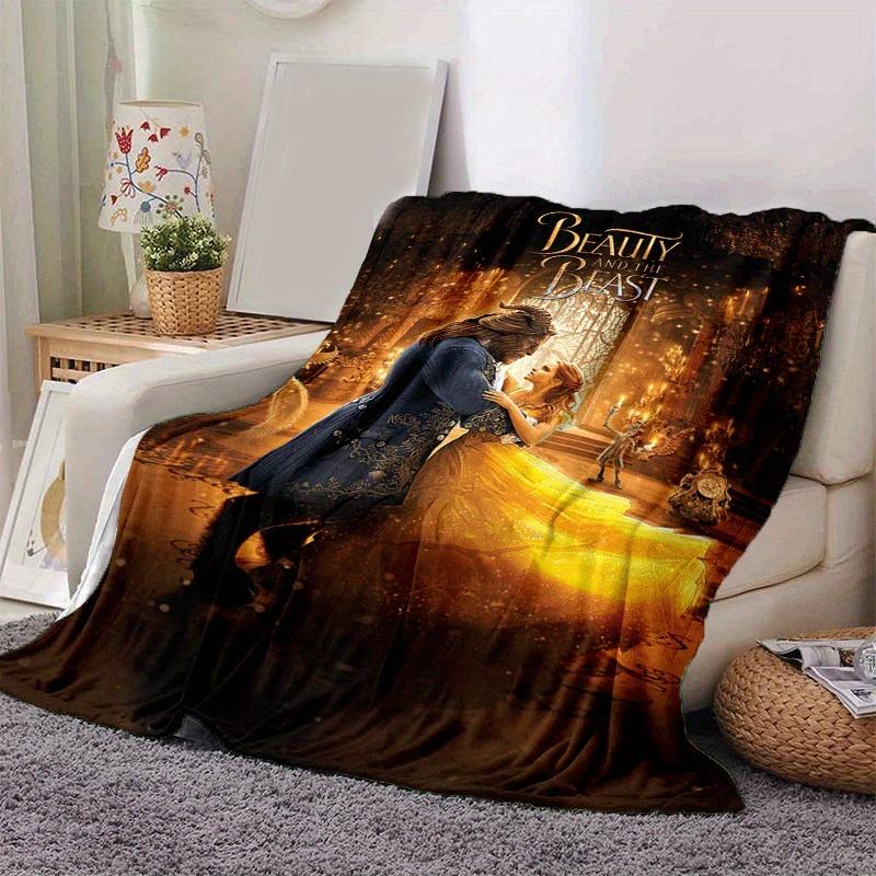 1pc Beauty and The Beast Printing Blanket - Soft, All-Season Throw for Office Blanket, | Personalized Gift with Adorable Cartoon Design