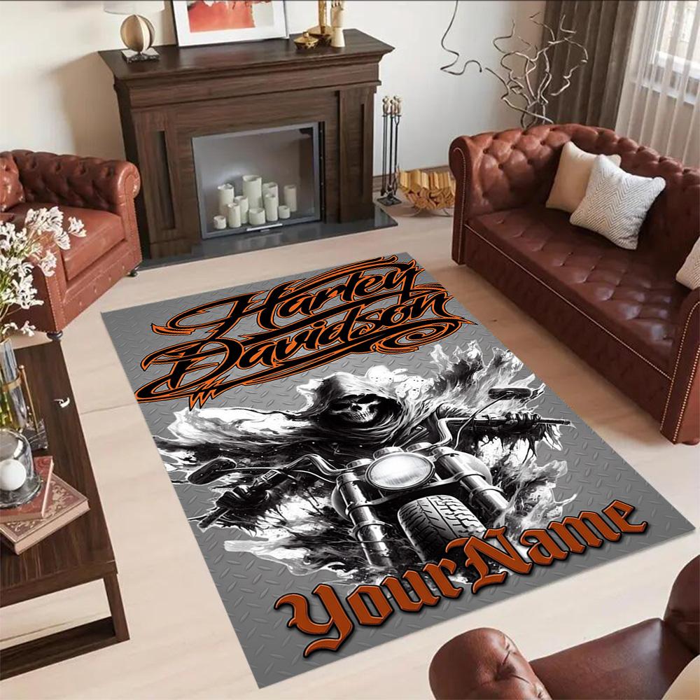 Harley-davidson Motorcycles Customizable Name Carpet Design for Living Rooms Playrooms Bedrooms Outdoor Antislip Carpet Anime Office Decor