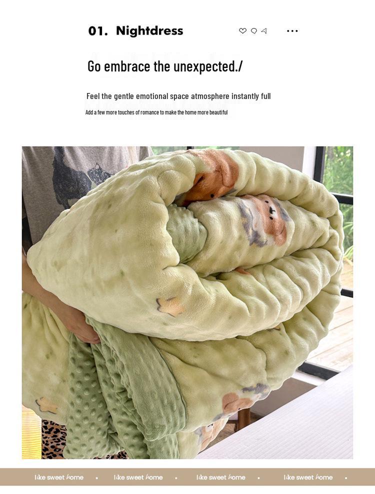 2025 Winter Imitation Rabbit Fur High-Weight Three-Layer Quilted Blanket