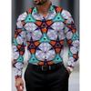 New Western Style Cow Head Five Pointed Star Arrow Retro Printed Men's Lapel Casual Long Sleeved Shirt