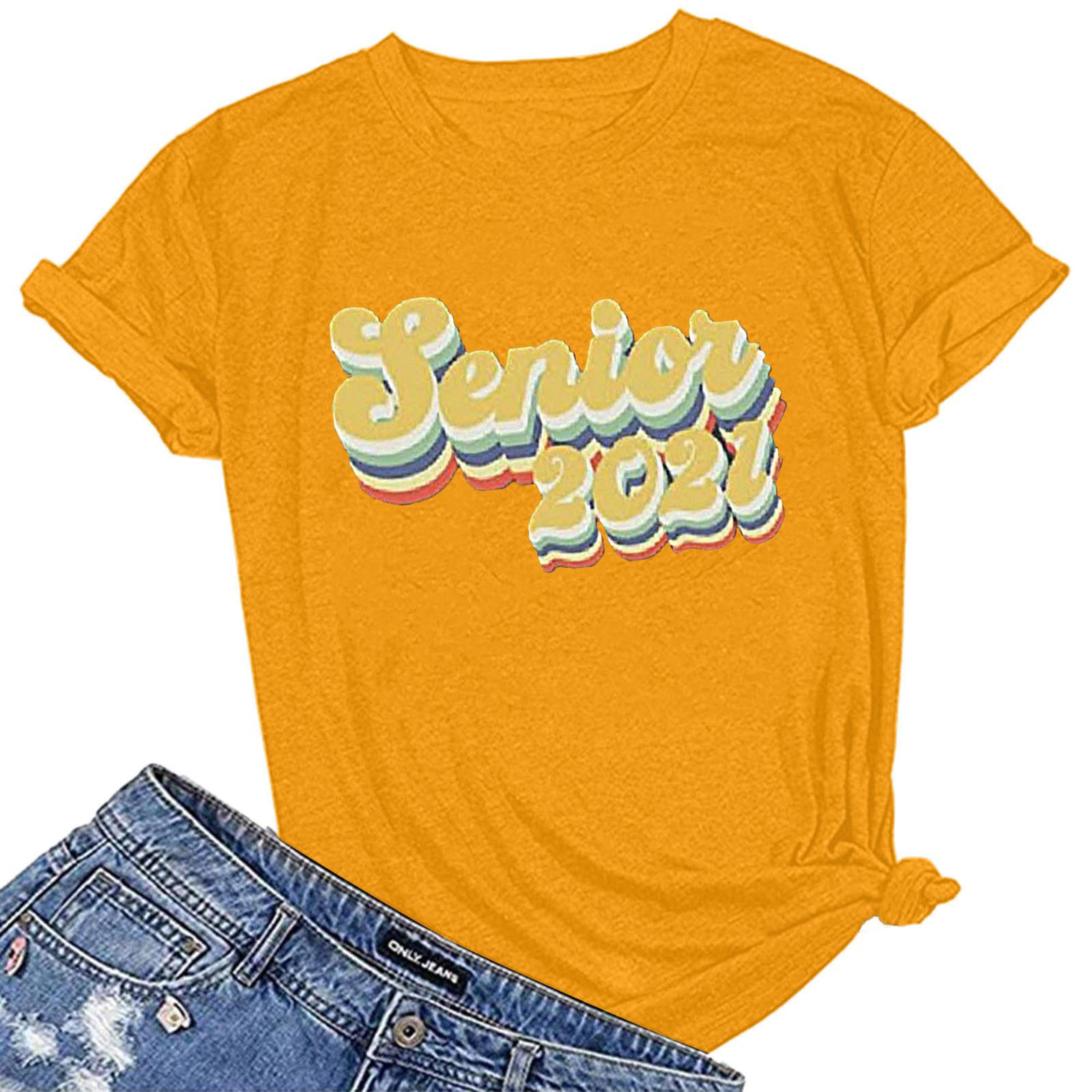 

Women Letter Printing Short Sleeve Shirt Casual Tops Blouse XL жёлтый