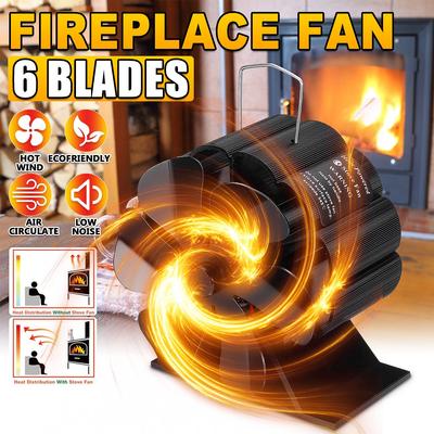 6 Blades Heat Powered Stove Fireplace Fan for Home Wood Log Burning Fireplace Circulating Warm Air Saving Fuel Efficiently Stove Fan