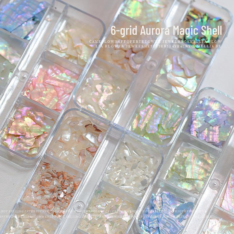 Japanese Aurora Fantasy Shell Nail Art: High-Gloss, Ultra-Thin, Irregular Abalone Pieces for Wearable Nail Designs