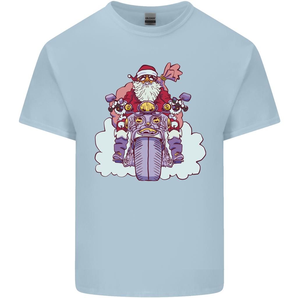 Biker Santa Christmas Motorcycle Motorbike Unisexs Light Cotton TShirt