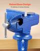 Bench Vise, 3 Inch, Portable Workbench Vice with 360° Swivel Base, Quick Release Rotating Bench Clamp, Raised Base, Cast Iron Construction, for