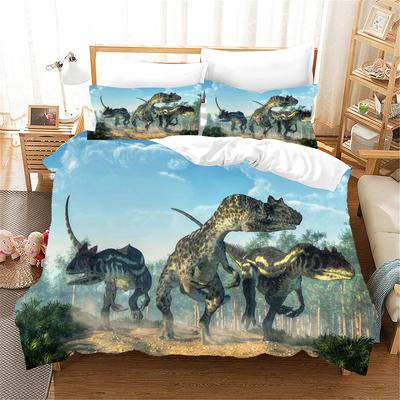 Seturi de lenjerie de pat 3d Dinozaur World Tyrannosaurus Rex Copii Copii Set cuvertură de pat din microfibră din poliester și 2 huse de pernă