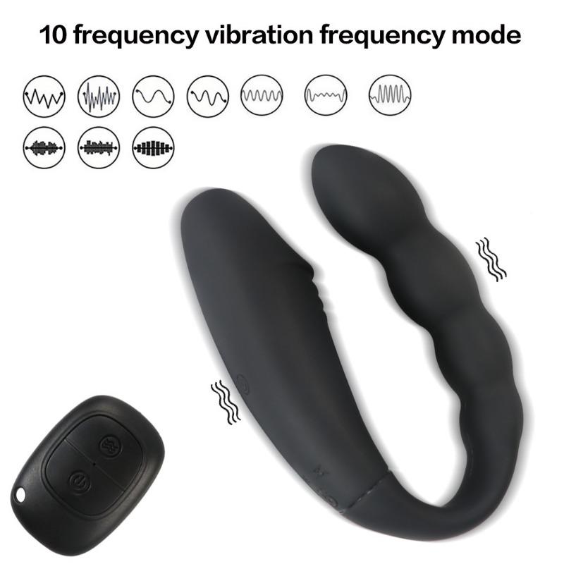 Prostate charging U-shaped double head vibration simulation masturbation silicone bead anal plug remote control jumping egg