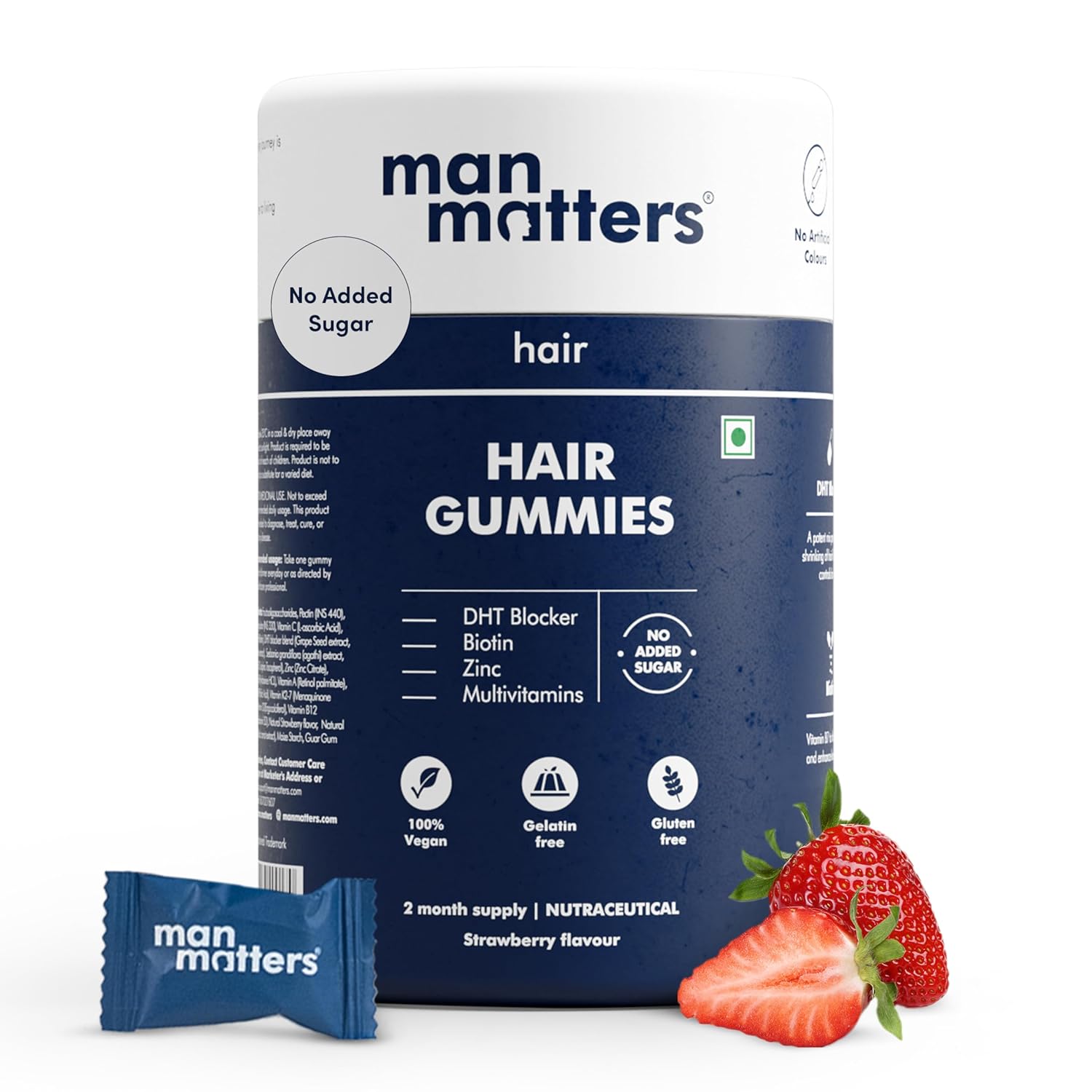 

Man Matters Biotin Hair Gummies 60 Count No Added Sugar Vegetarian Chewables For Daily Hair Nutrition And Shine