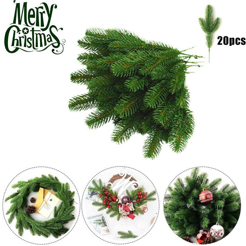 Plants 20pcs Artificial Pine Branch Christmas Garland Diy Xmas Party Decorations