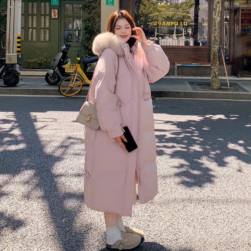 2024 Women's Extra-Long Korean Cotton Quilt Coat - Winter Over-the-Knee Loose Fit