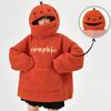 Women's Halloween Pumpkin Shaped Hoodie Autumn Round Neck Hooded Sweatshirt Double-Faced Fleece Cute Halloween Sweater