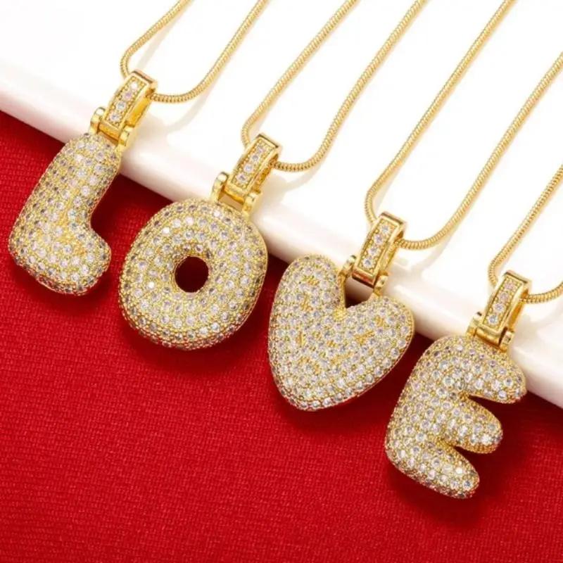 ZHUKOU high quality crystal brass gold letter necklace for ladies good friends couple birthday gift model: VL34
