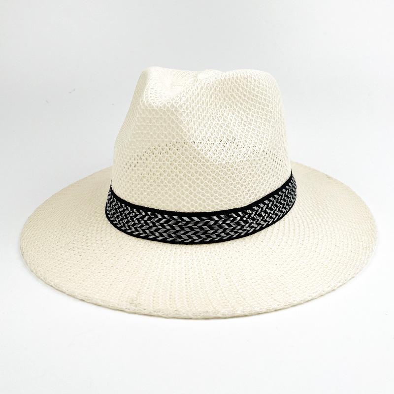 Summer Raffi Woven Straw Hat Retro Jazz Top Hat Men and Women Surfing Foldable Sun Protection Hat