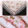 Fashion Dust-proof Bedside Cabinet Pink Flower Lace Table Cloths Rectangular Table Cover Decoration