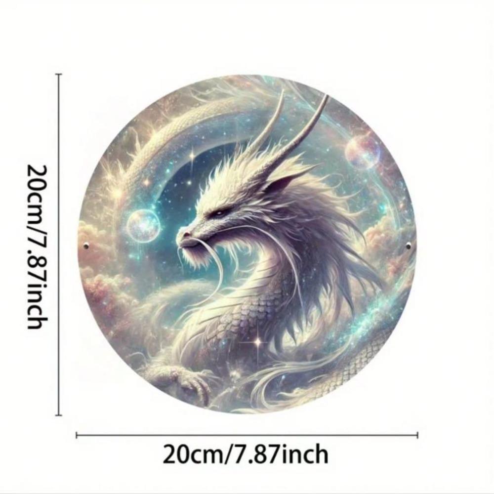 White Dragon Metal Wall Art Home Decor Fantasy Aluminum Sign Gift