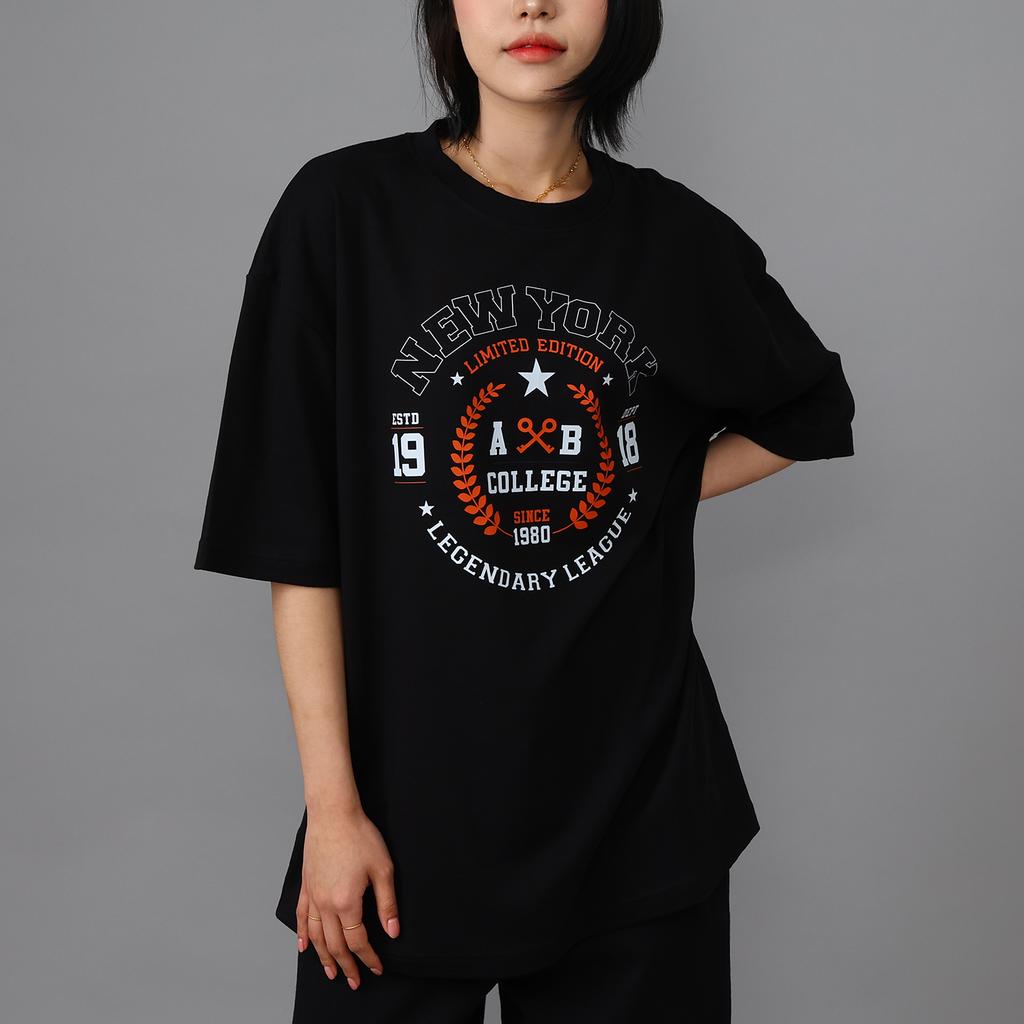 Seutailligseu New York 1918 Pure Cotton Oversized Short Sleeve T-Shirt 4 Colors