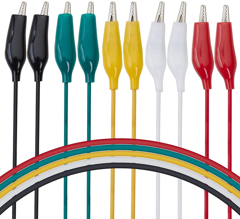 YFFSFDC 5 Colors 30pcs Tester Wire 50cm Alligator Clip Double Ended Electrical Test Cable