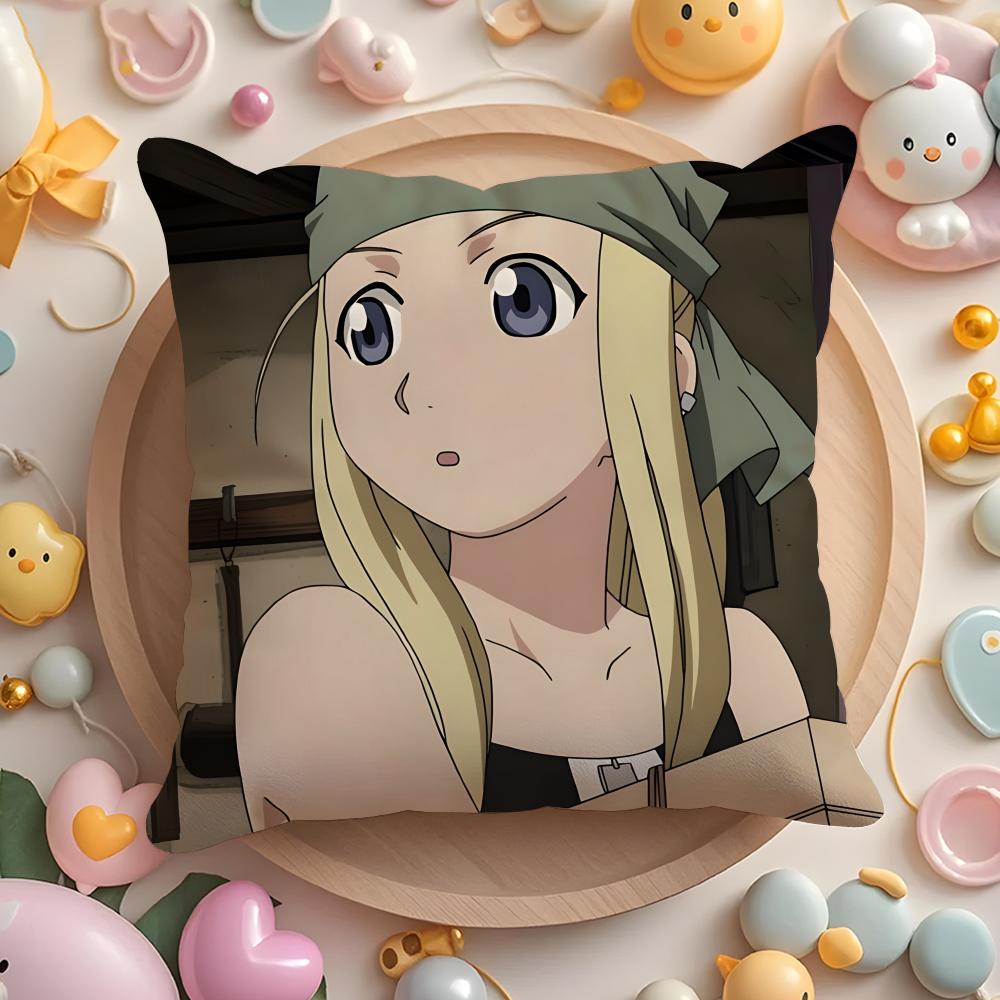 F-ULLMETAL Anime A-ALCHEMIST Cushion Cover Home & Car Multi-Scene Pillow Cover - Reversible, Soft & Durable for Daily Use