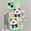 Bambusová Panda Vhodné pro iPhone15 Roztomilé Pouzdro na iPhone 14promax Duální Stojánek 13 Trojrozměrné Xr Silikonové
