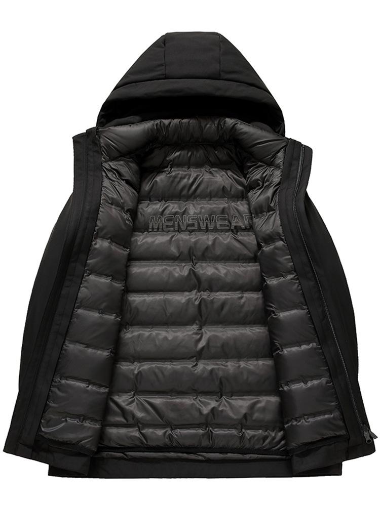 Men's 5-in-1 White Goose Down Jacket with Removable Liner - High-End Winter Outerwear for Middle-Aged Warmth