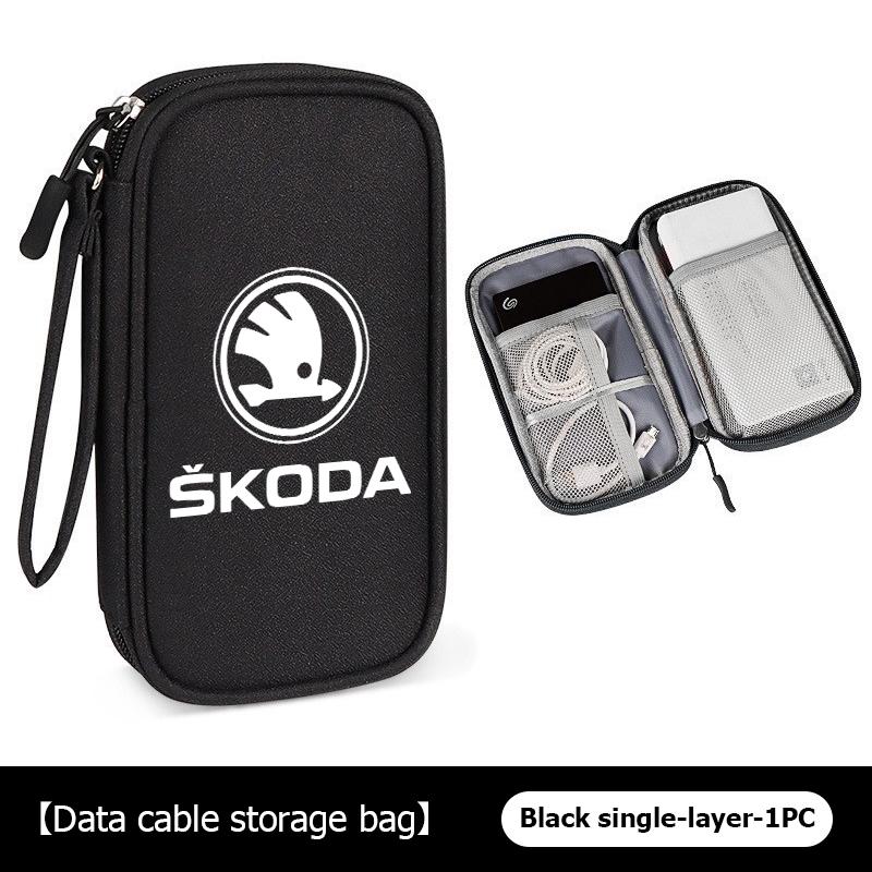 AAAAS1 Data Cable Storage Bag Travel Portable Digital Accessories Organizer Bag For Skoda Octavia A5 A7 RS Fabia Superb Rapid Karoq