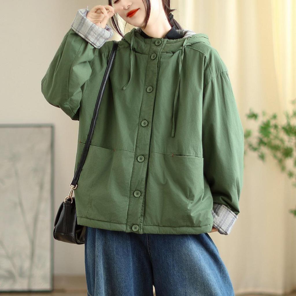 2025 Winter Hooded Thick Warm Cotton Jacket - Korean Retro Style Women's Outerwear #61051