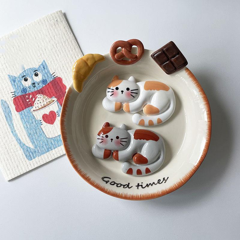 1PC Multiple Styles Decorative Fridge Stickers Funny Cartoon Cat and Dog Stereoscopic Accessories