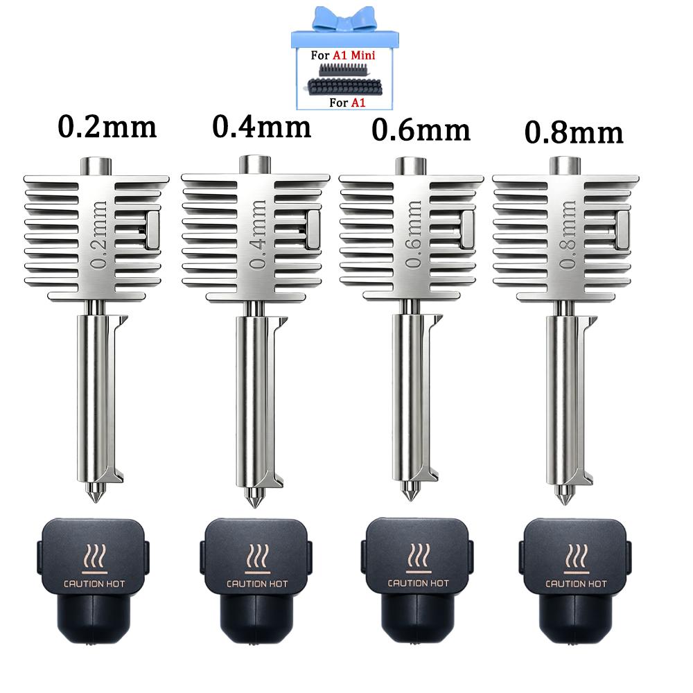 Hotend-Kit für Bambu Lab A2L/A1/A1 Mini Hot-End-Baugruppe 0,2/0,4/0,6/0,8 mm Gehärteter Stahl Einteilige Düse für A1 3D-Drucker