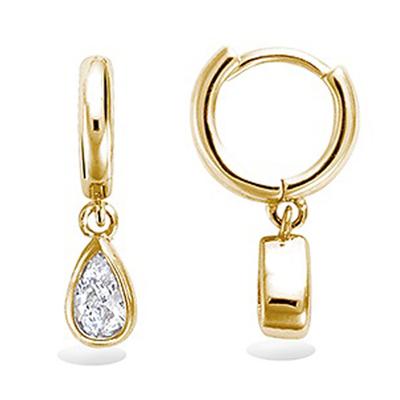 [R5147] - Gold Plated Hoop Earrings 'Sissi' White Gold - 8 Mm - 6x4 Mm