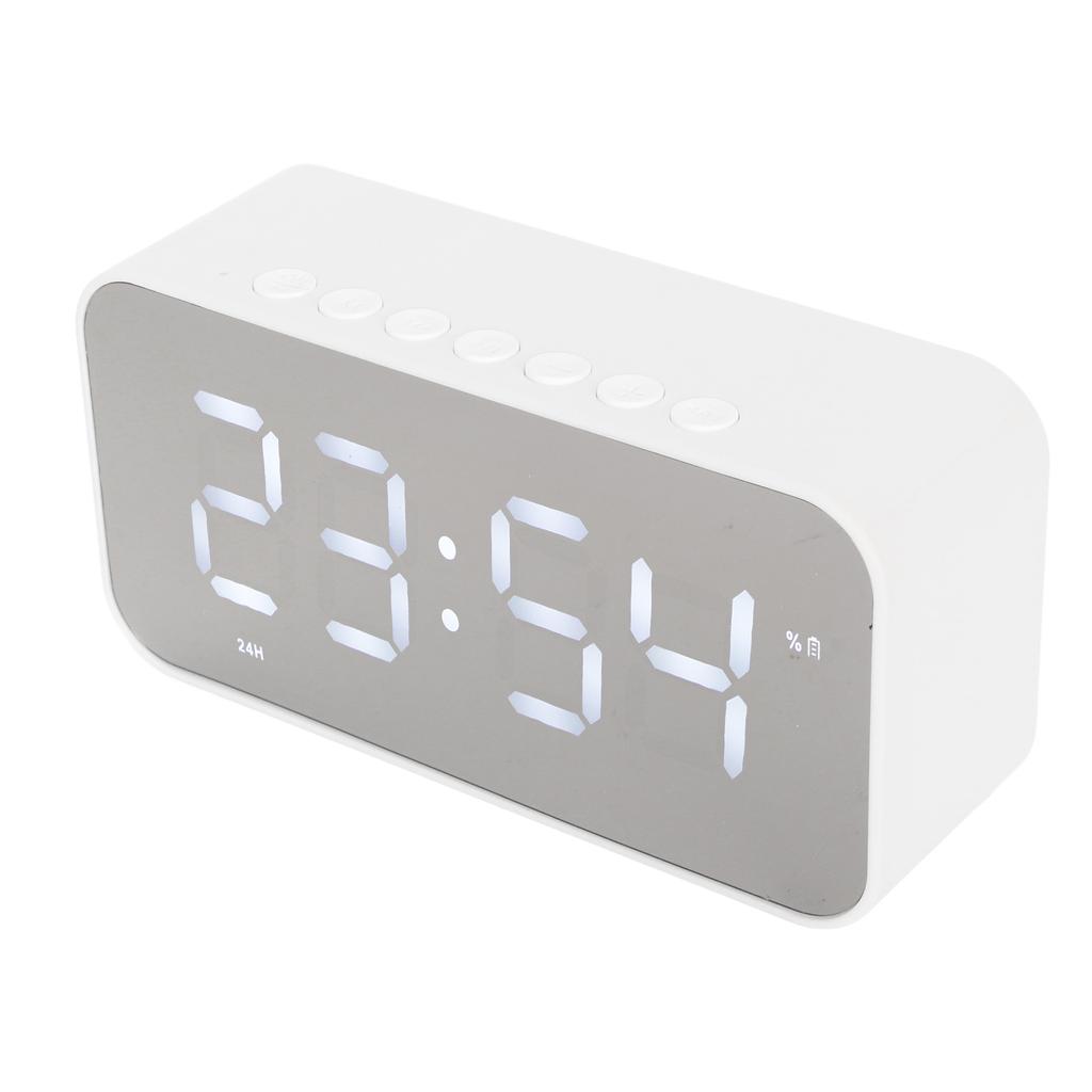 Wireless Speaker Stereo Sound Noise Cancelling Temperature Display Voice Broadcast FM Radio Mirror Alarm Clock