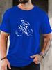 Cyclist Line Print Unisexs Crew Neck Short Sleeve Tee Soft Casual Summer Top For Sports Lover Unisex Daily Street Basic Outfit Wear