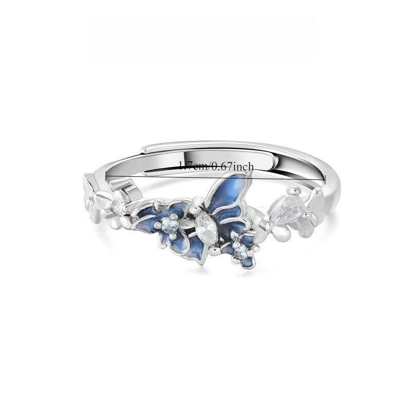 Blue Butterfly Opening Adjustable Ring, Exquisite Fashion Accessories Gift