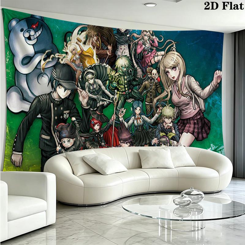 Dangan Ronpa Wall Tapestry Aesthetic Wall Hanging Printed Fabric Blanket Decorative Tapestries for Bedroom Living Room Home Decor