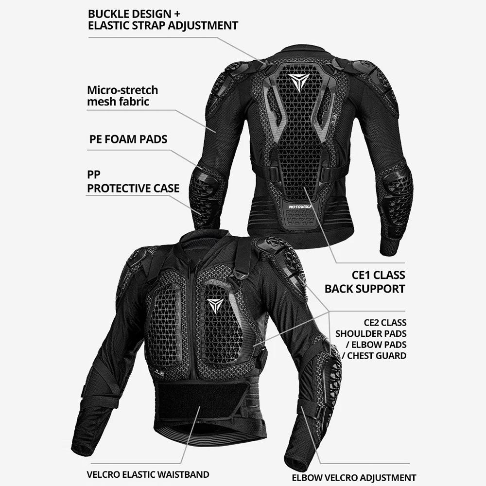 Motowolf Motorcycle Jacket Men Moto Body Armor Moto Armor Motocross Racing Jacket CE Approval Motorbike Moto Protection Gears