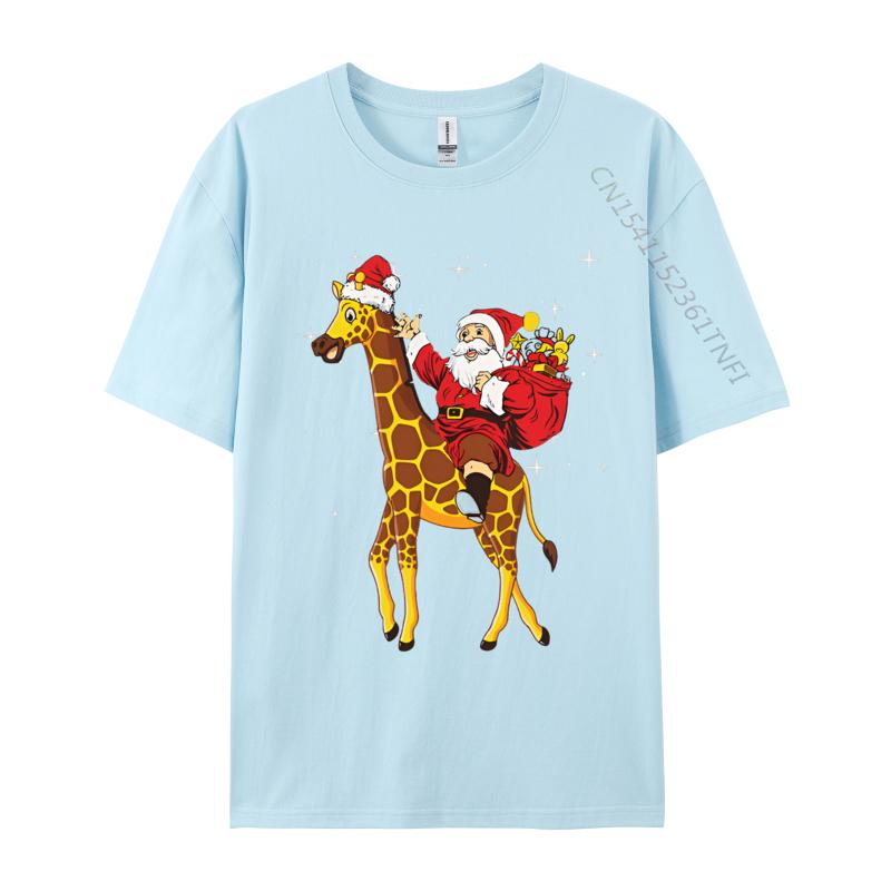 Christmas Giraffe Santa Claus Riding Tshirt Unisex Funny Tshirt Printed T Shirts Casual Oversized Tees