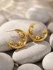 C-Shaped Gold Bead Earrings: European and American Design, Stainless Steel, Thick Gold Plating.