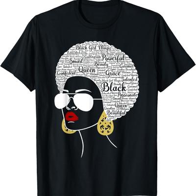 Black Woman Afro American Black History Month Pride T-Shirt