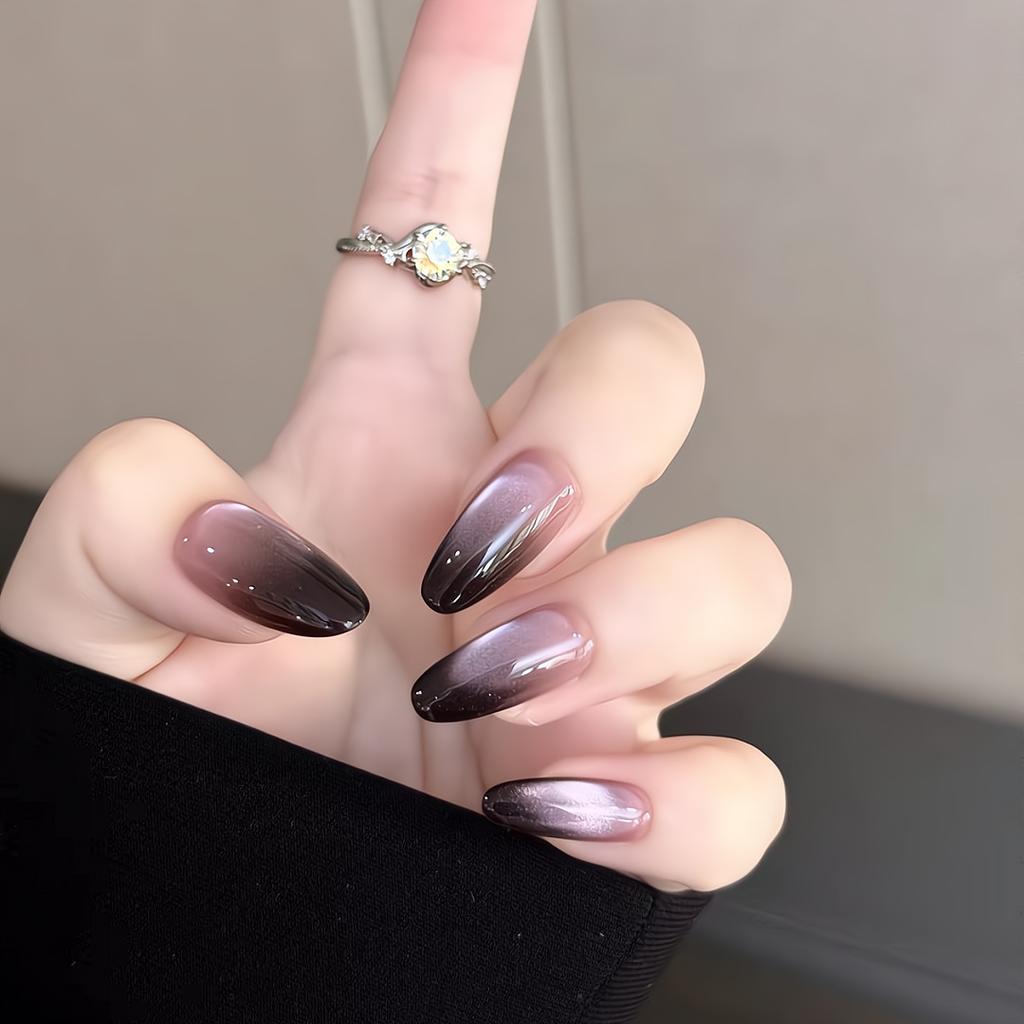 Press On Nails Medium Stiletto Glitter Fake Nails Press Ons with Design Reusable Acrylic False Nail Full Cover Glue On Nail Stick On Nail for Women