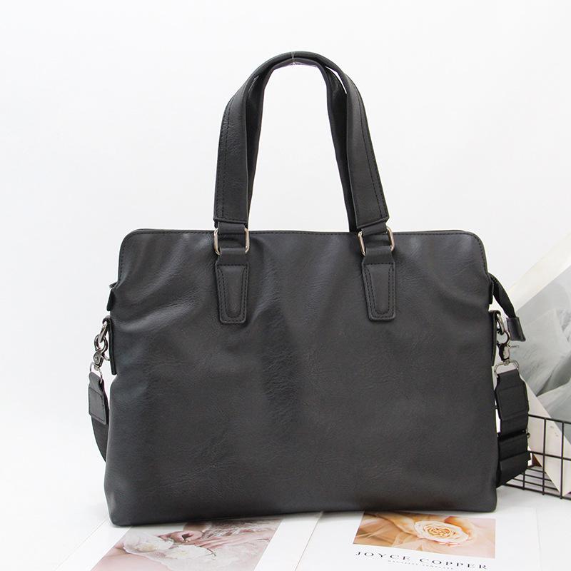 Korean Style Men's Leather Crossbody Briefcase