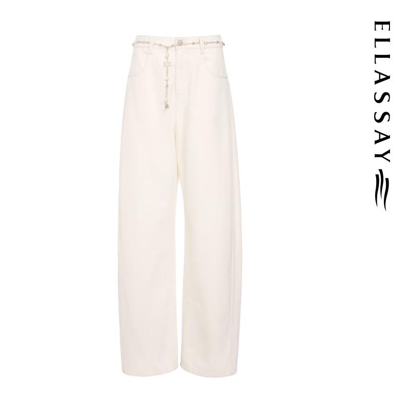 ELLASSAY Women's White Straight-Leg Jeans