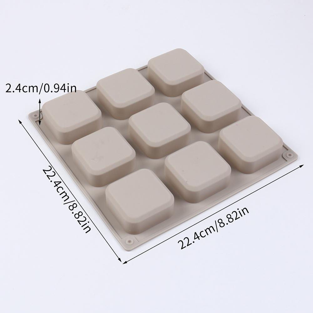 9-Cavity Silicone Soap Mold Square Soap Clay Plaster Making Chocolate Candy Jelly Pudding Muffin Cake Mold